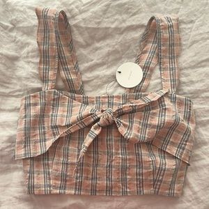 Plaid Front Ribbon Tank